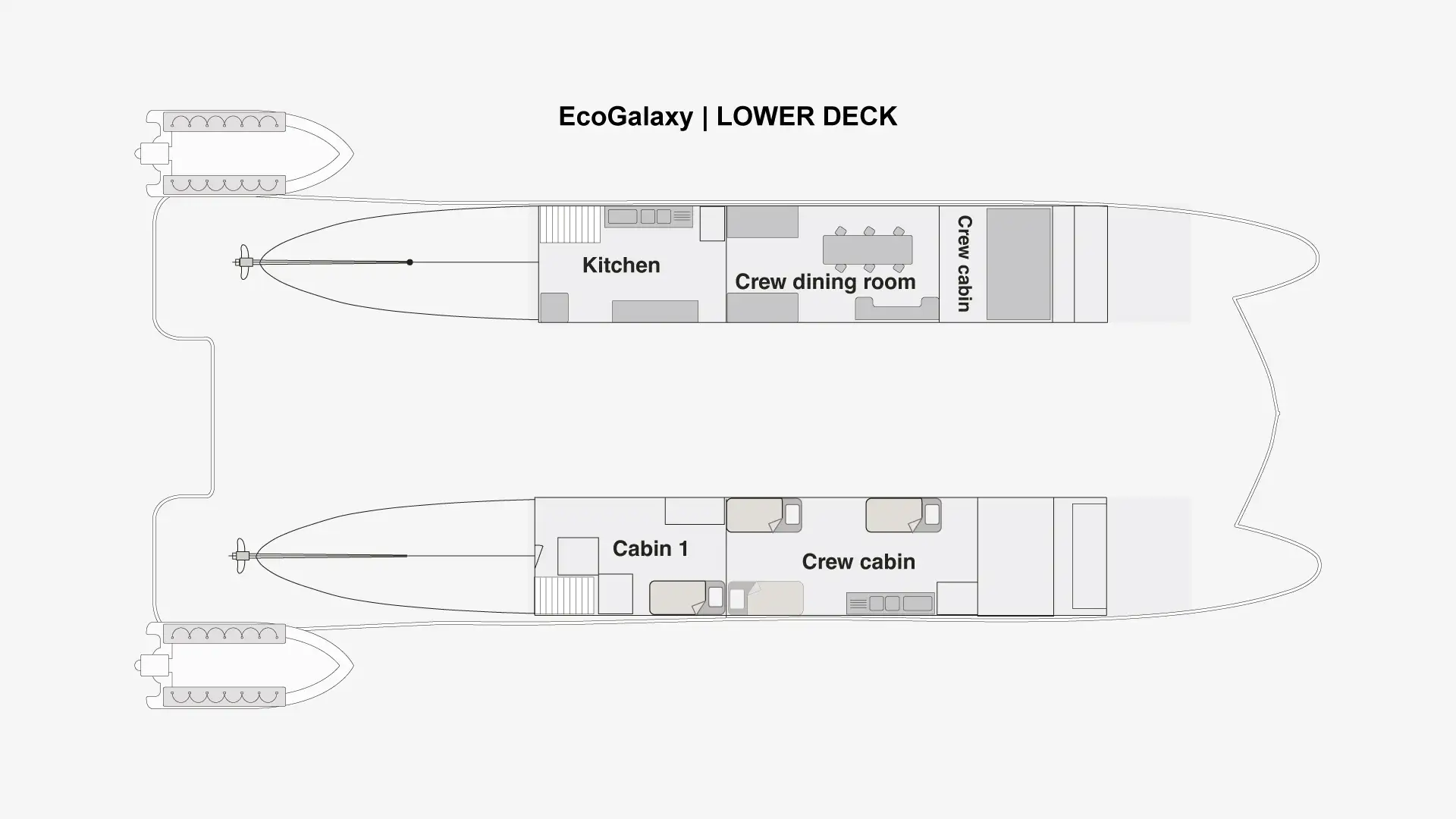 EcoGalaxy Catamaran — Deck Plan